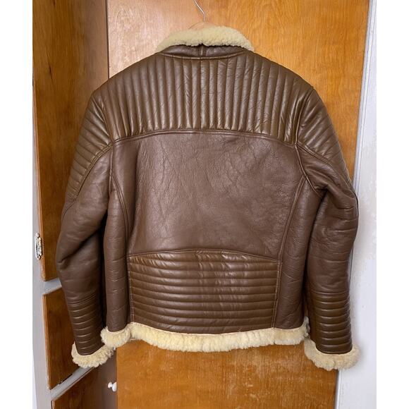 Men's B3 Flight Pilot RAF Aviator Shearling Sheepskin Leather Bomber Jacket Sz M - Picture 3 of 12